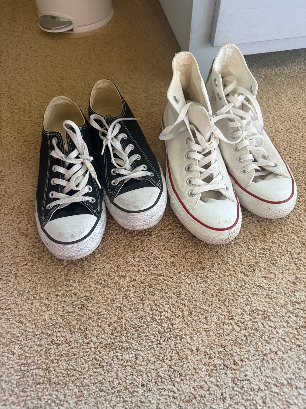 2 pairs Classic Canvas High-Top Sneakers - Black & White one is hightop both 9